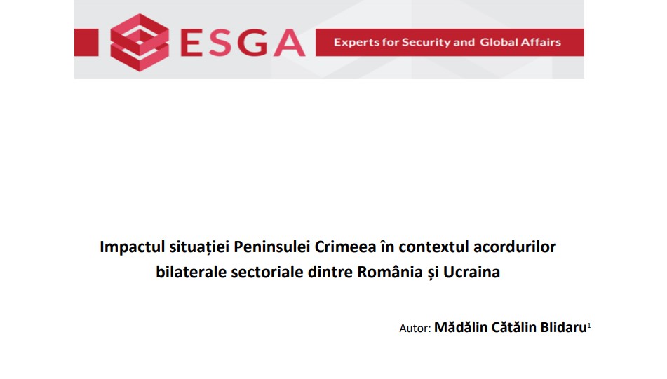 Impactul situației Peninsulei Crimeea în contextul acordurilor bilaterale sectoriale dintre România și Ucraina